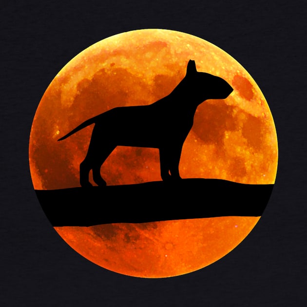 Bull Terrier Dog Silhouette Moon by T-shirt verkaufen